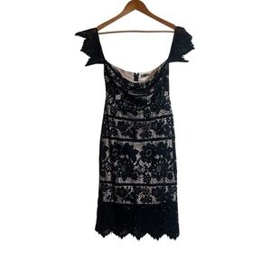 Express black lace off‎ shoulder midi dress. Size 6
